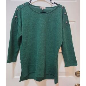 NWT Daisy + Coco Emerald Green Studded Shoulder Knit Sweater - Size S